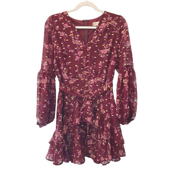 Altar’d State Lissa Faux Wrap Floral Mini Dress Small Fairycore Flowy Babydoll - Picture 1 of 14